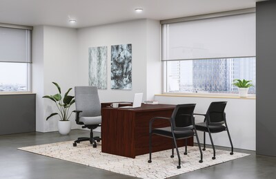 HON Mod 60"W L-Shaped Workstation, Traditional Mahogany (HLPL6072LDESK2BBFTM1)