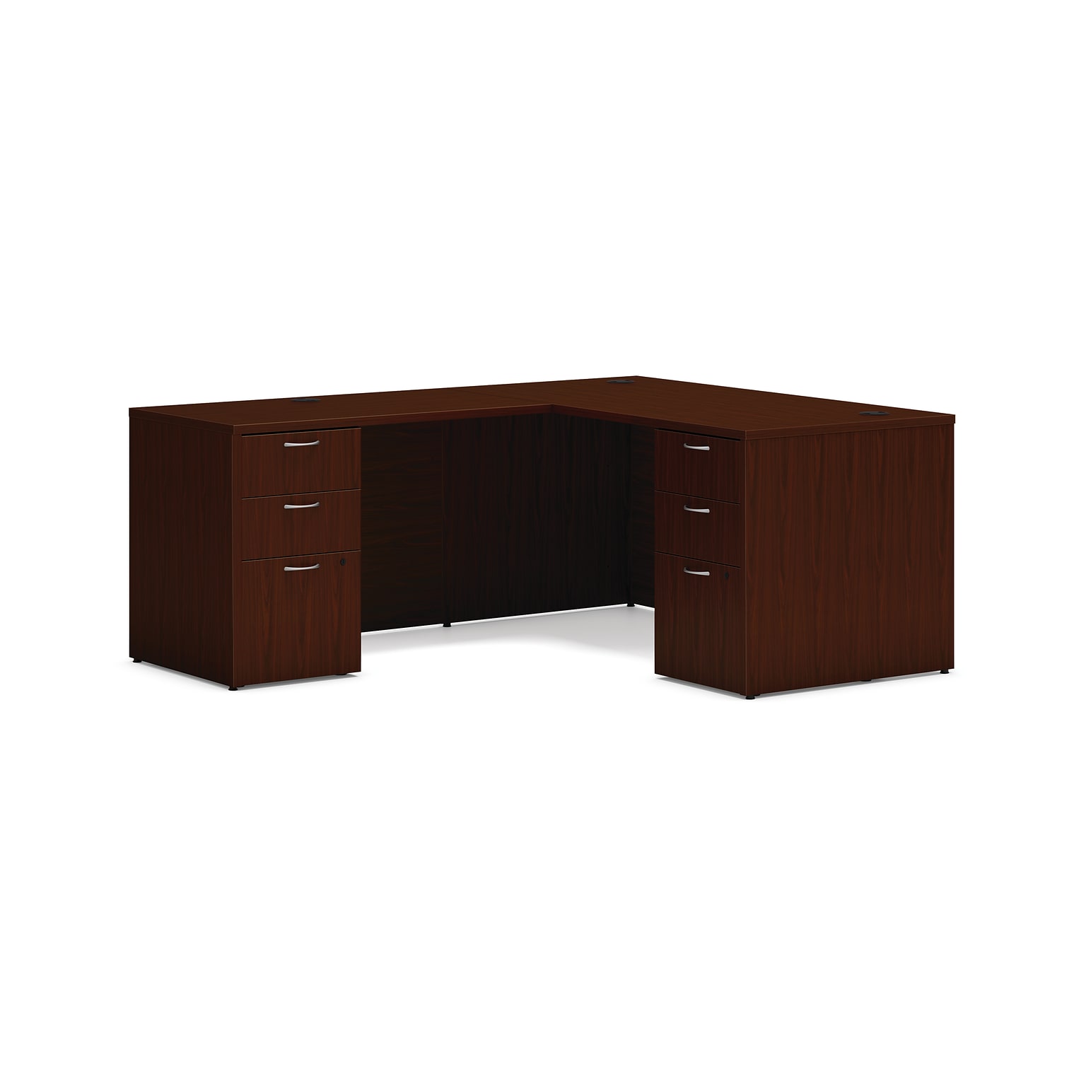 HON Mod 60W L-Shaped Workstation, Traditional Mahogany (HLPL6072LDESK2BBFTM1)
