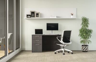 HON Mod 60W x 30D Single-Pedestal Desk, Gray (HLPLDS60PSSL1)