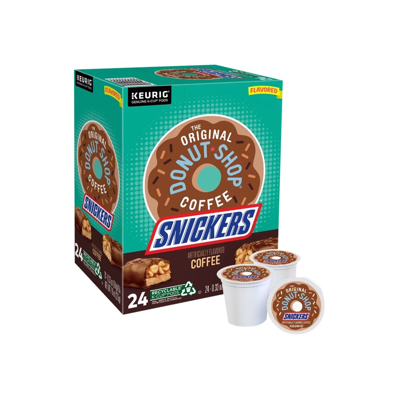 The Original Donut Shop Snickers Coffee, Keurig K-Cup Pod, Light Roast, 24/Box (5000367239)