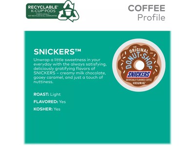 The Original Donut Shop Snickers Coffee, Keurig K-Cup Pod, Light Roast, 24/Box (5000367239)