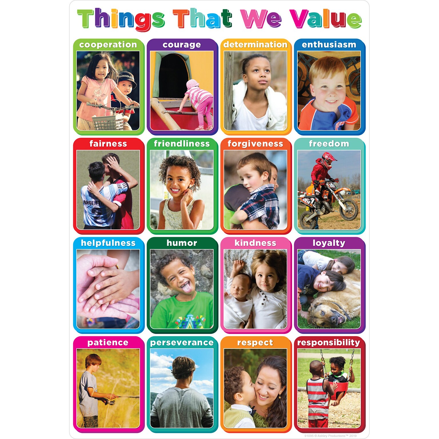 Ashley Productions® Smart Poly® 13 x 19 Things That We Value Chart (ASH91095)