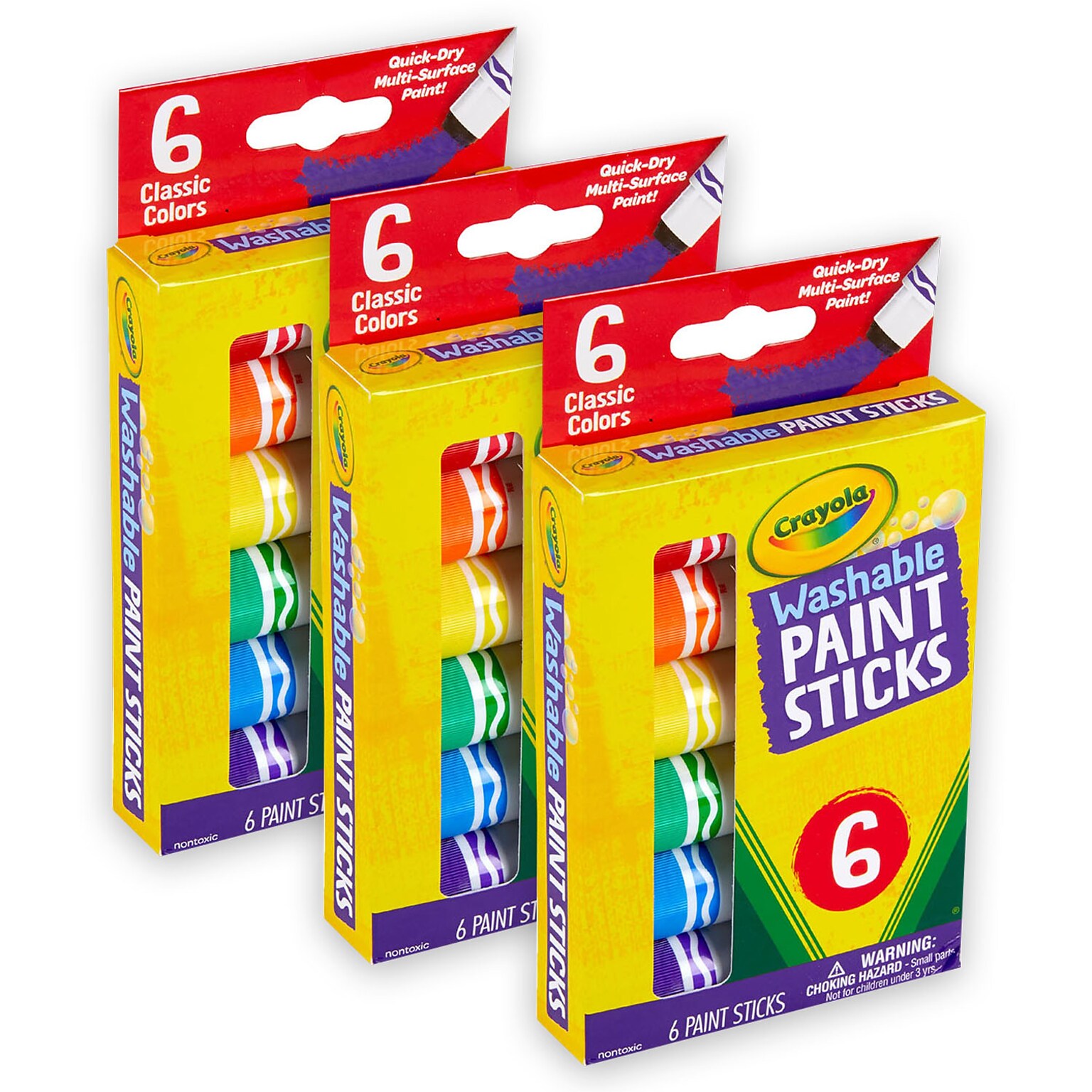 Crayola Washable Paint Sticks, 6 Per Pack, 3 Packs (BIN546207-3)