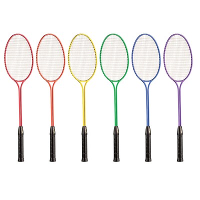 Champion Sports Tempered Steel Twin Shaft Badminton Racket Set, Assorted Colors, Set of 6 (CHSBR30SE