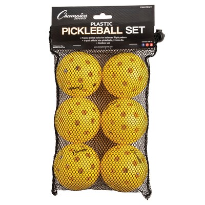 Champion Sports Recreational Outdoor Pickleball Set, Yellow (CHSPB6OTDSET)