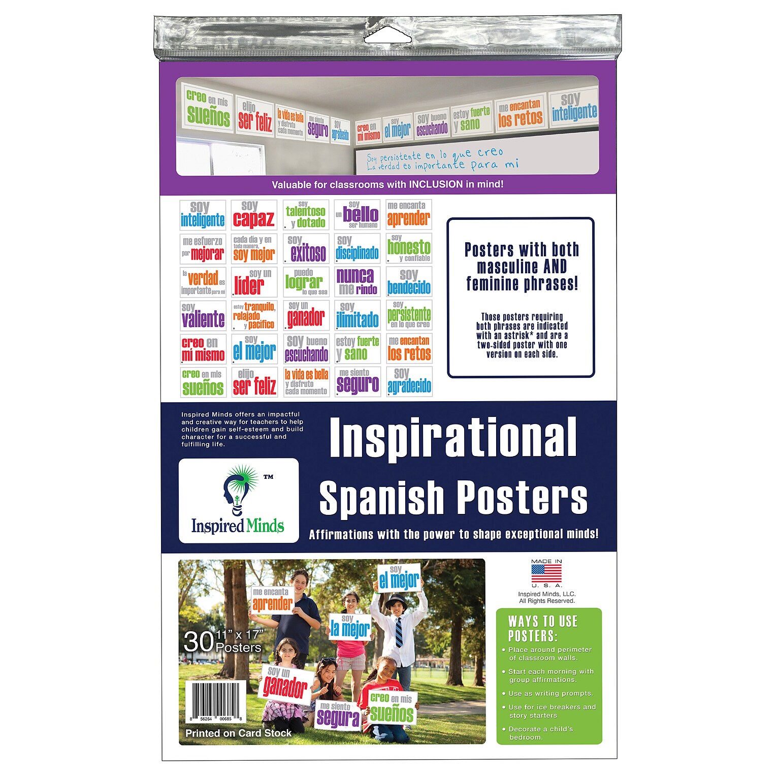 Inspired Minds 11 x 17 Inspirational Spanish Posters, Set of 30 (ISM523CS30S)