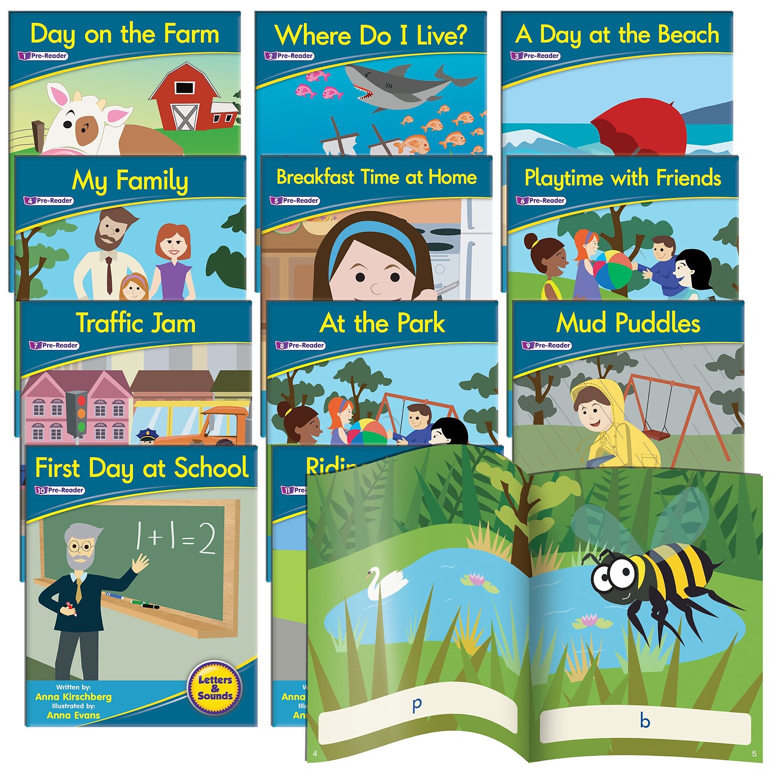 Junior Learning® Letters & Sounds, Phase 1, Set 1, Fiction Boxed Set, Paperback 12-per Set (JRL380)