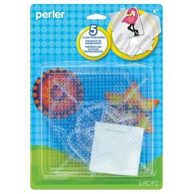 Perler Small & Large Basic Shapes Clear Pegboards for Fuse Beads, Pack of 5 (PER8026082)