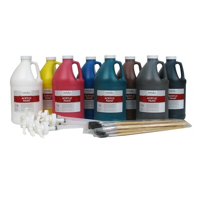 Handy Art Acrylic Paint, Primary Colors, Half Gallon Sized Jars, Set of 8 (RPC881035)