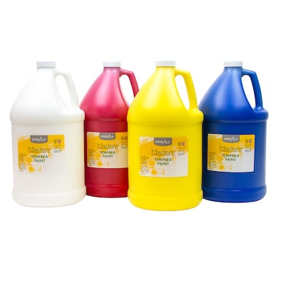 Handy Art Little Masters Tempera Paint, 4 Gallon Kit: White, Yellow, Red, Blue (RPC882731)