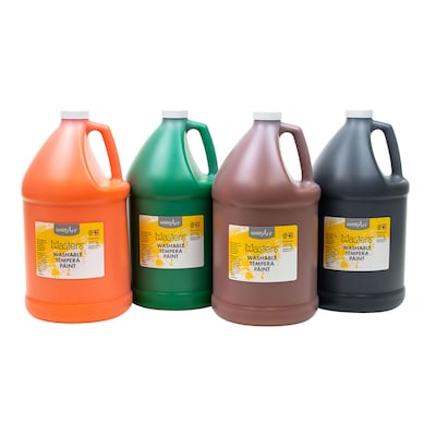 Handy Art Little Masters Washable Tempera Paint, 4 Gallon Kit: Orange, Green, Brown, Black (RPC882788)
