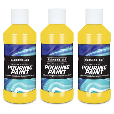 Sargent Art  Acrylic Pouring Paint, Yellow, 8 oz., Pack of 3 (SAR268402-3)