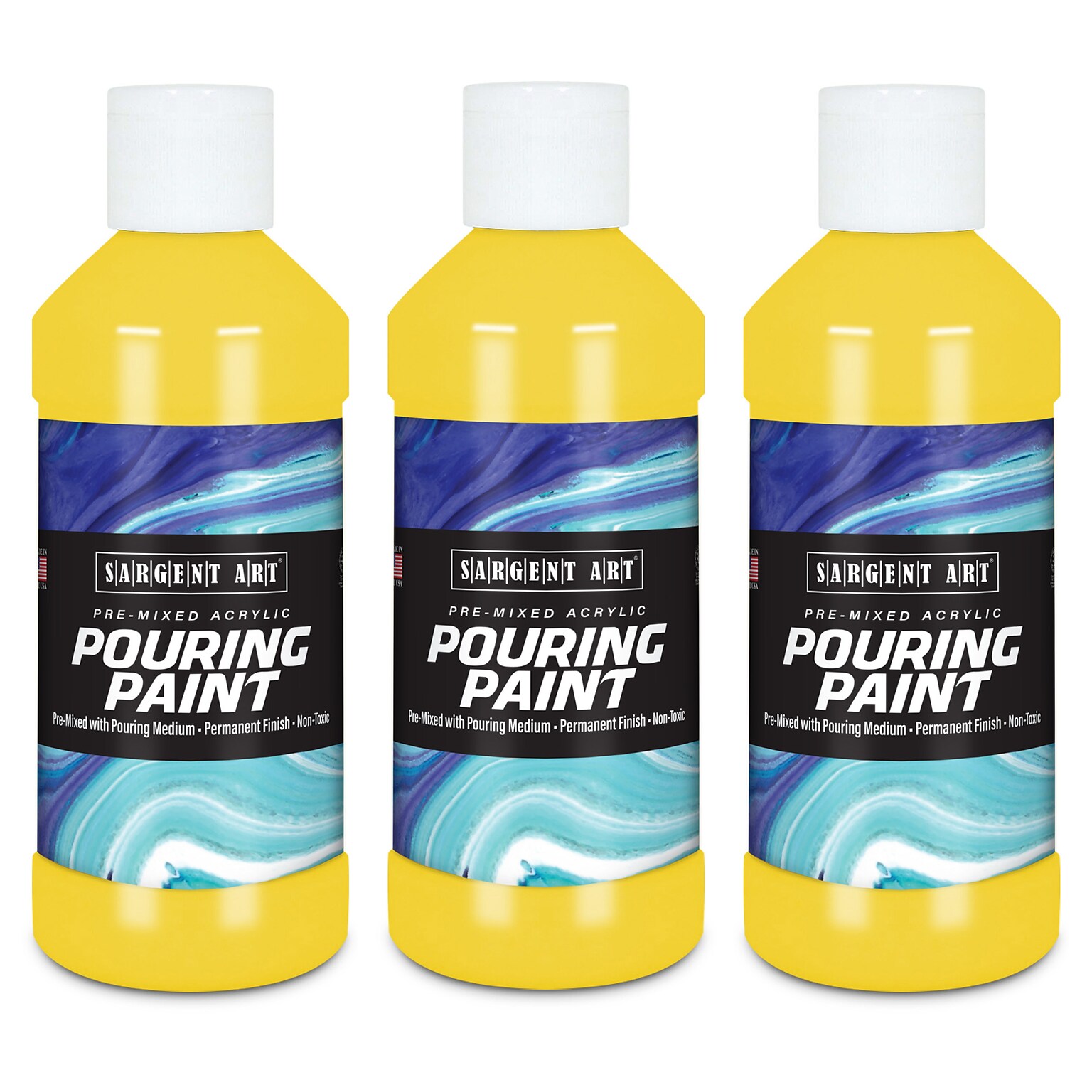 Sargent Art  Acrylic Pouring Paint, Yellow, 8 oz., Pack of 3 (SAR268402-3)