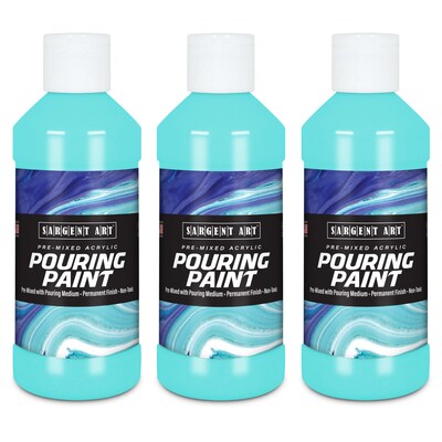 Sargent Art  Acrylic Pouring Paint, Turquoise, 8 oz., Pack of 3 (SAR268461-3)