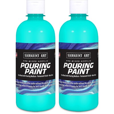Sargent Art  Acrylic Pouring Paint, Turquoise, 16 oz., Pack of 2 (SAR268561-2)