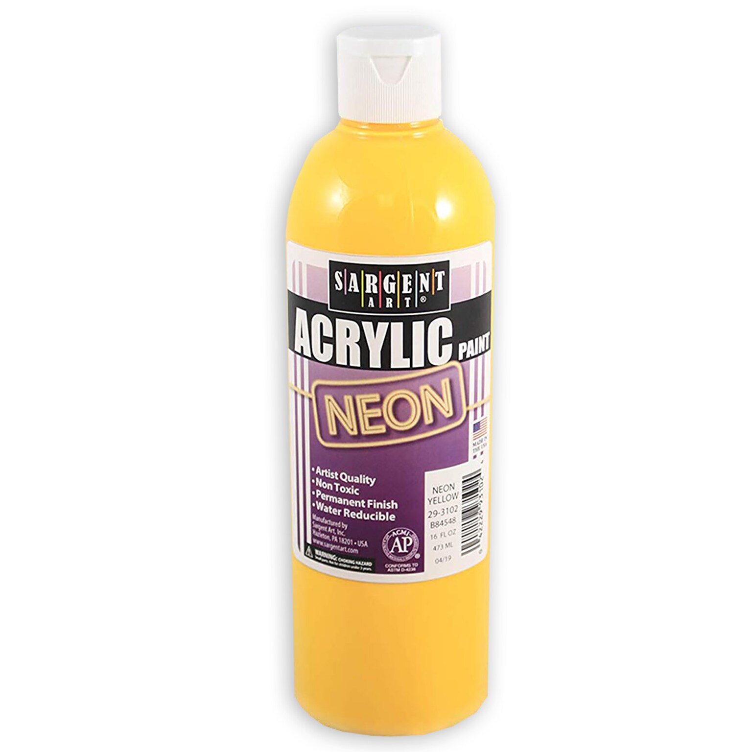 Sargent Art  Neon Acrylic Paint, Yellow, 16 oz. (SAR293102)