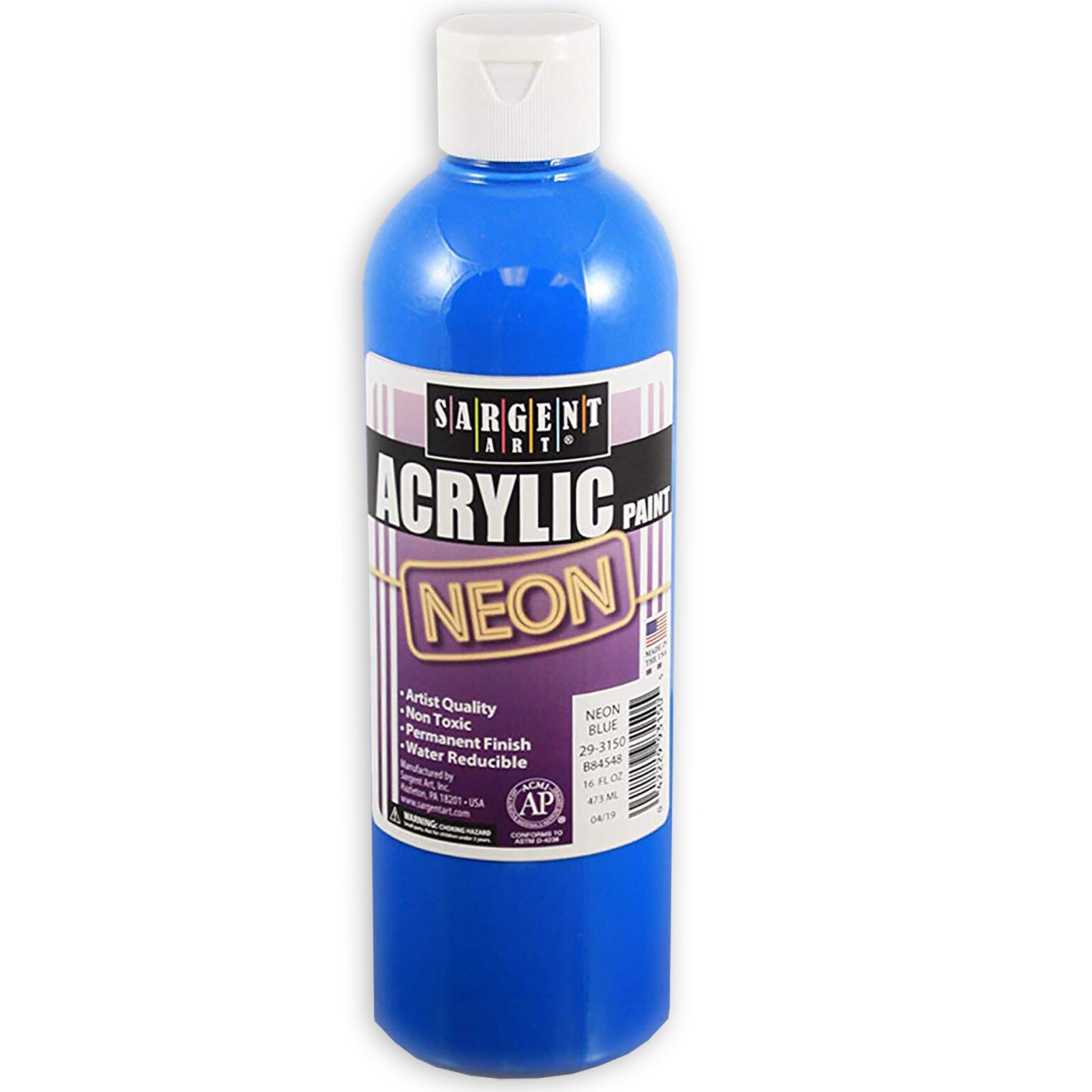Sargent Art  Neon Acrylic Paint, Blue, 16 oz. (SAR293150)