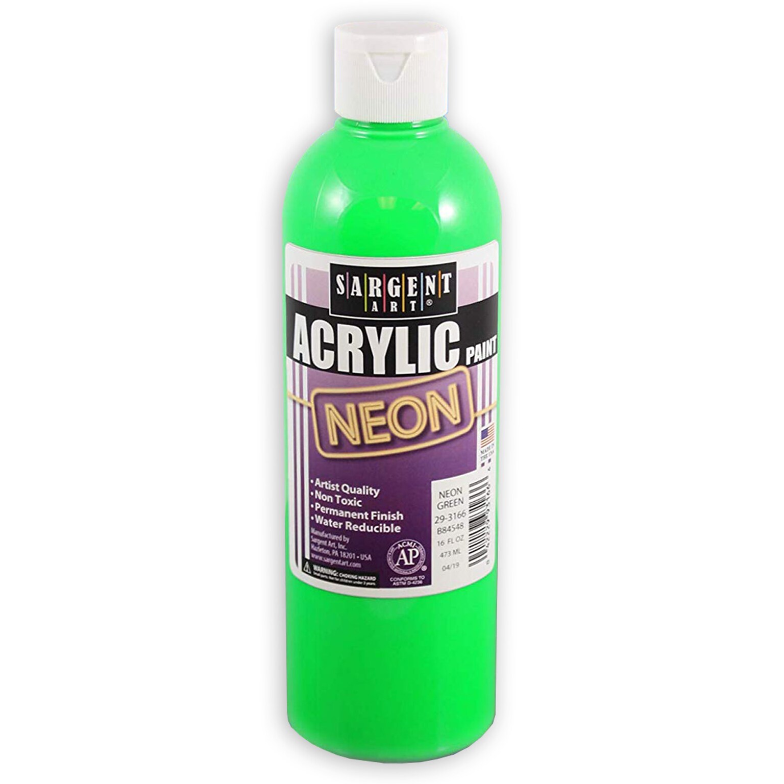 Sargent Art  Neon Acrylic Paint, Green, 16 oz. (SAR293166)