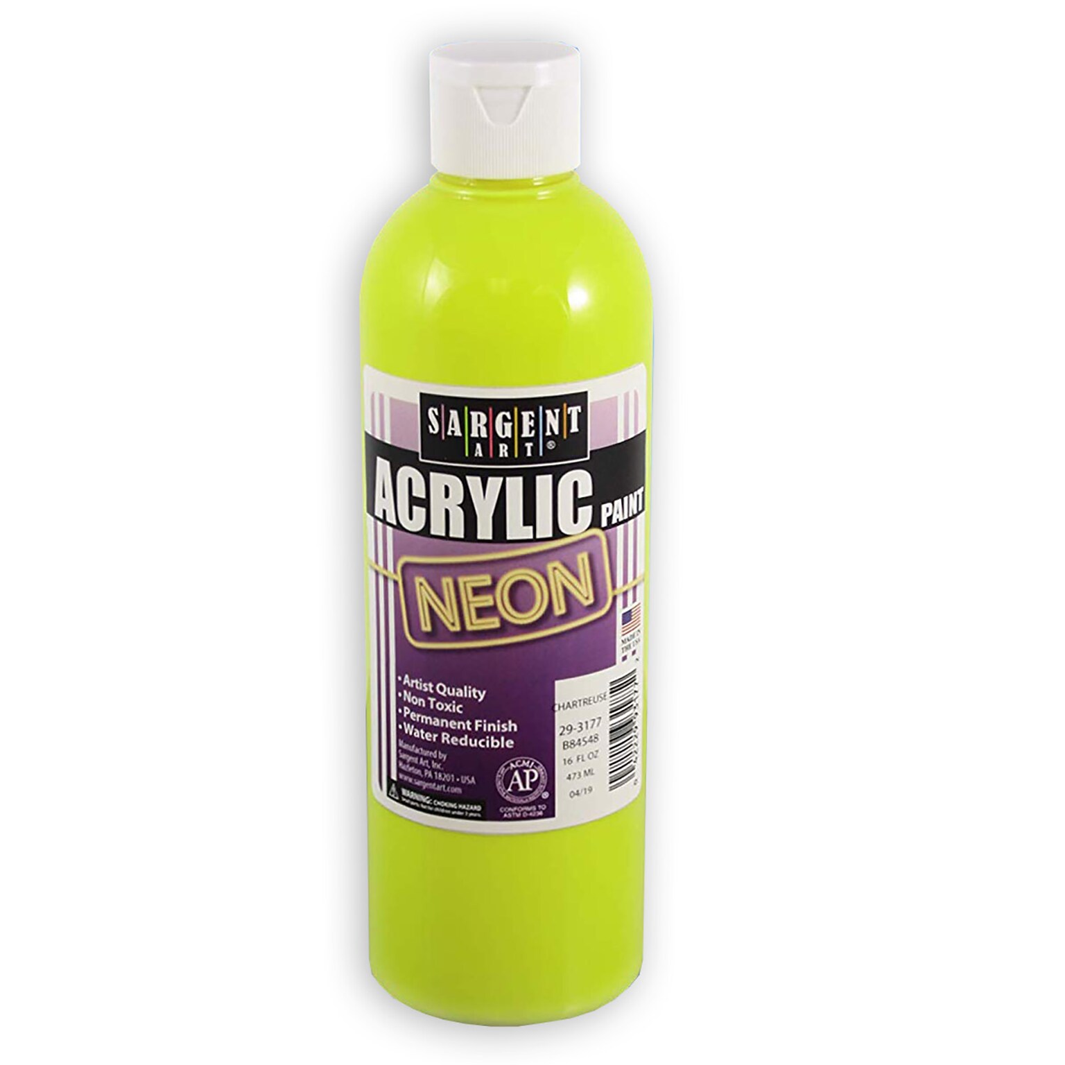 Sargent Art  Neon Acrylic Paint, Chartreuse, 16 oz. (SAR293177)