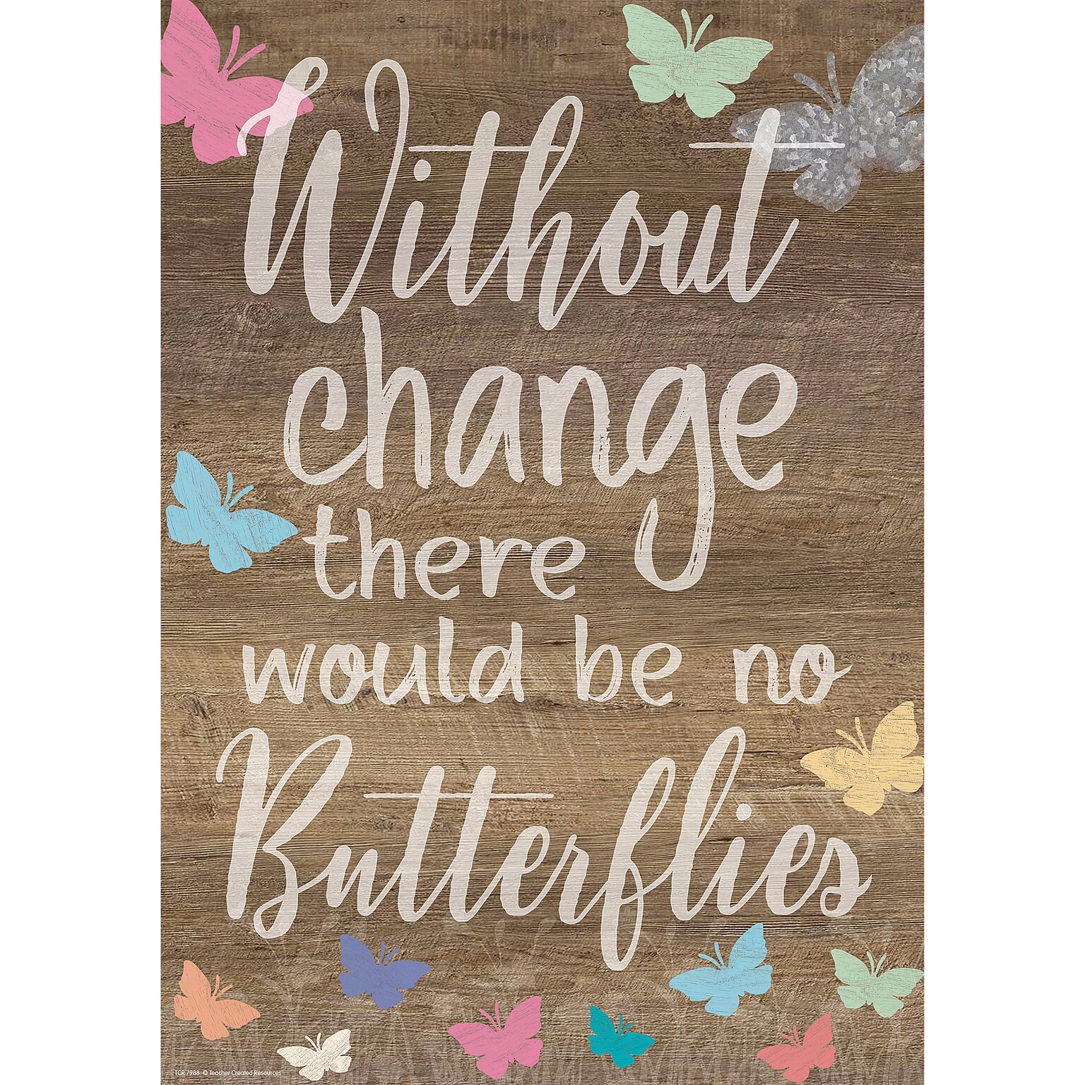 Teacher Created Resources® 13-3/8 x 19 Without Change There Would Be No Butterflies Positive Poster (TCR7988)