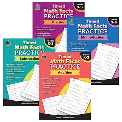 Teacher Created Resources® Timed Math Facts Practice: Add, Subtract, Multiply & Division Set, Paperb
