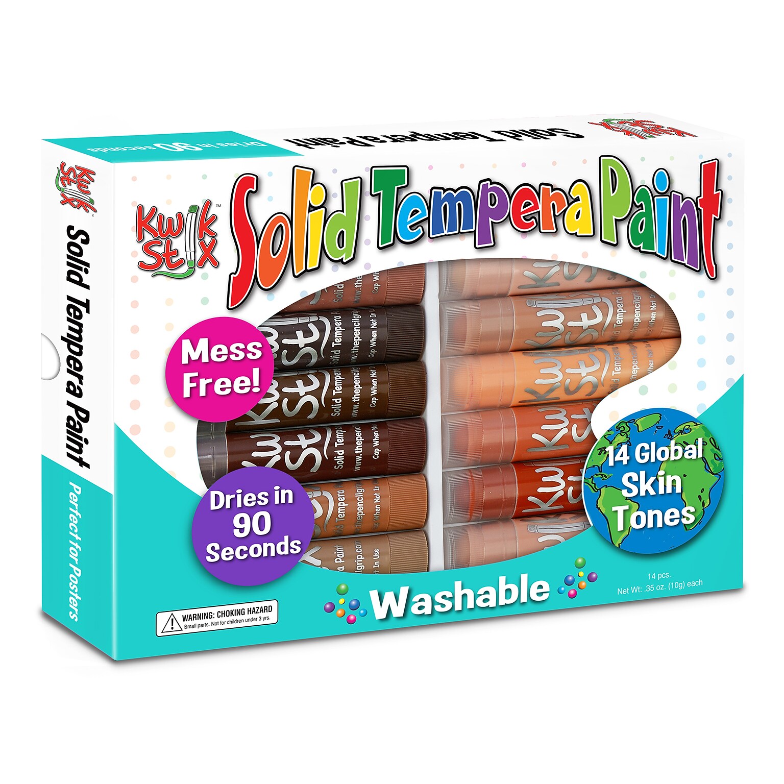 Kwik Stix  Tempera Paint Sticks, Global Skin Tone Colors, Pack of 14 (TPG672)