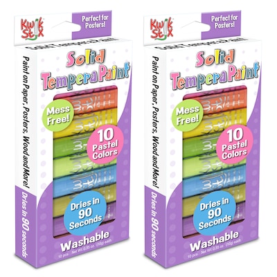 Kwik Stix  Solid Tempera Paint, Pastel Tones, 10 Per Pack, 2 Packs (TPG680-2)