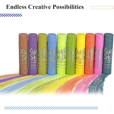 The Pencil Grip Kwik Stix Pastel Tempera Paint, Assorted Colors, 10/Pack, 2 Packs/Bundle (TPG680-2)