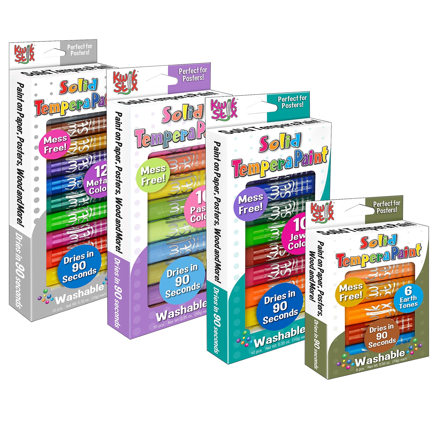The Pencil Grip Kwik Stix Solid Tempera Paint, Assorted Colors, 38/Set (TPGTPSET)