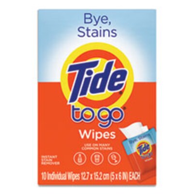 Tide To Go Instant Stain Remover Wipes, 6 x 5, Scented, 10/Box, 12 Boxes/Carton