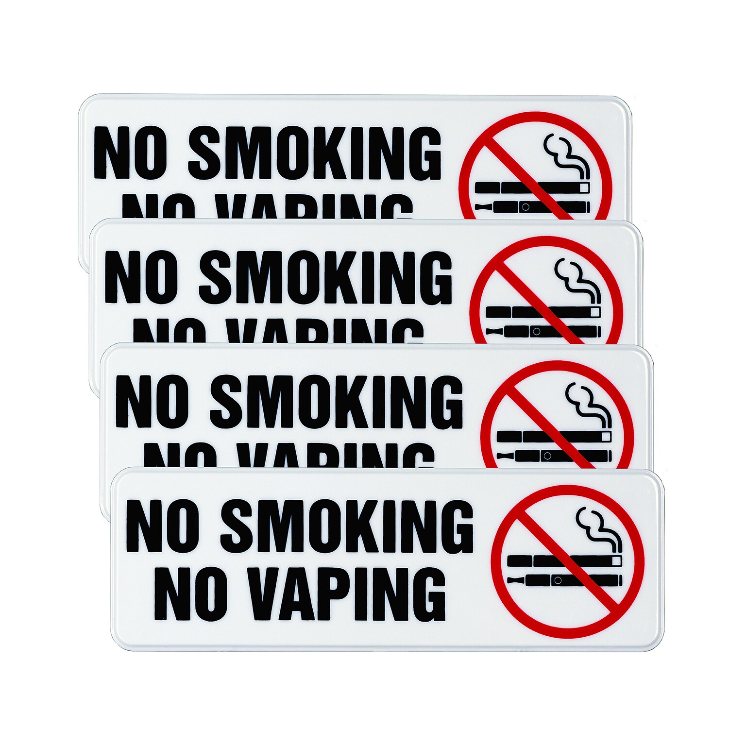 Excello Global Products No Smoking No Vaping Indoor/Outdoor Wall Sign, 9 x 3, Multicolor, 4/Pack (EGP-HD-0175-S)