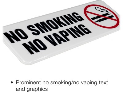 Excello Global Products No Smoking No Vaping Indoor/Outdoor Wall Sign, 9" x 3", Multicolor, 4/Pack (EGP-HD-0175-S)