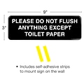 Excello Global Products Please Do Not Flush Indoor/Outdoor Wall Sign, 9 x 3, Black/White, 3/Pack (