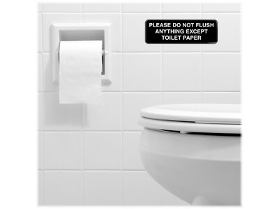 Excello Global Products Please Do Not Flush Indoor/Outdoor Wall Sign, 9" x 3", Black/White, 3/Pack (EGP-HD-0255-S)