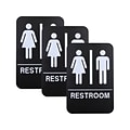 Excello Global Products Indoor/Outdoor Restroom Wall Sign with Braille Text, 6 x 9, Black/White, 3