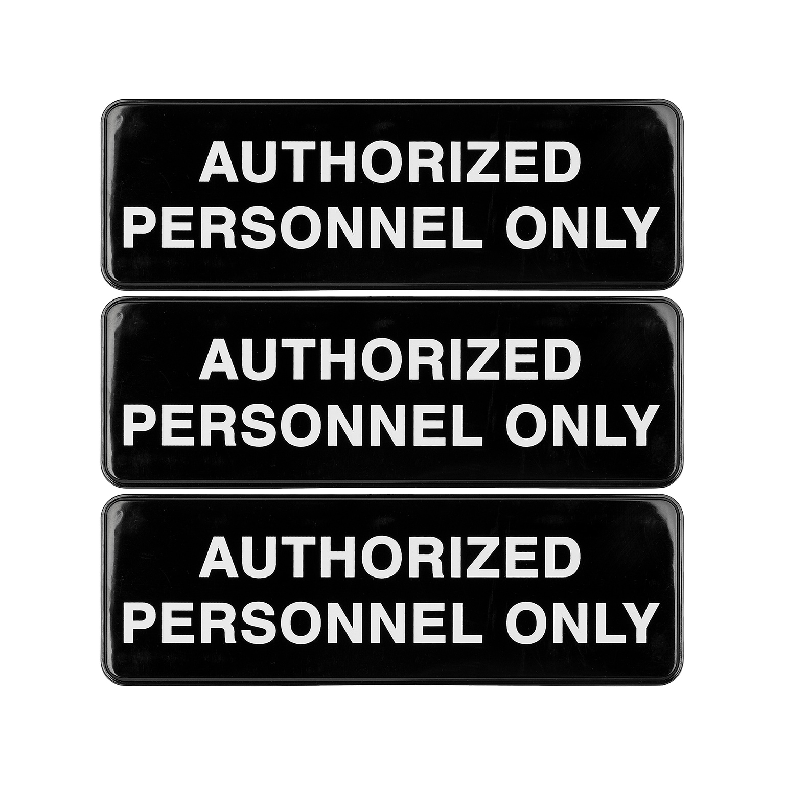 Excello Global Products Authorized Personnel Only Indoor/Outdoor Wall Sign, 9 x 3, Black/White, 3/Pack (EGP-HD-0262-S)