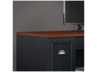 Bush Furniture Fairview 60"W L Shaped Desk with Lateral File Cabinet and 5 Shelf Bookcase, Antique Black (FV008AB)