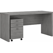 Bush Business Furniture Echo Credenza Desk with Mobile File Cabinet, Modern Gray (ECH003MG)