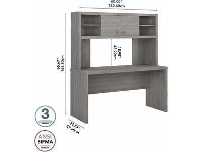 Bush Business Furniture Echo 60"W Credenza Desk with Hutch, Modern Gray (ECH030MG)