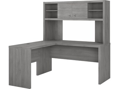 Bush Business Furniture Echo 60W L Shaped Desk with Hutch, Modern Gray (ECH031MG)