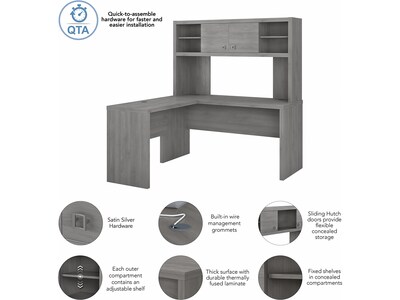 Bush Business Furniture Echo 60"W L Shaped Desk with Hutch, Modern Gray (ECH031MG)