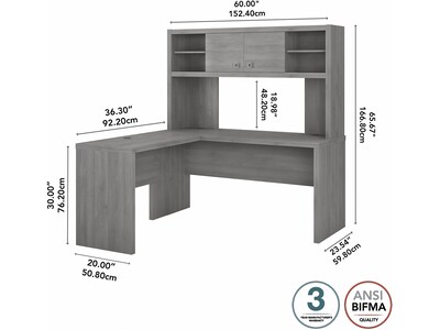 Bush Business Furniture Echo 60"W L Shaped Desk with Hutch, Modern Gray (ECH031MG)
