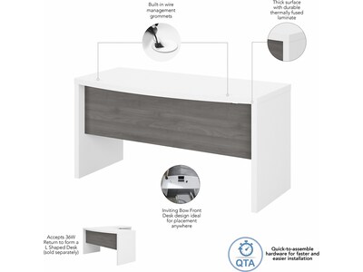 Bush Business Furniture Echo 60"W Bow Front Desk, Pure White/Modern Gray (KI60505-03)