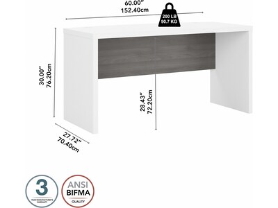 Bush Business Furniture Echo 60"W Bow Front Desk, Pure White/Modern Gray (KI60505-03)
