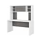 Bush Business Furniture Echo 60"W Credenza Desk with Hutch, Pure White/Modern Gray (ECH030WHMG)