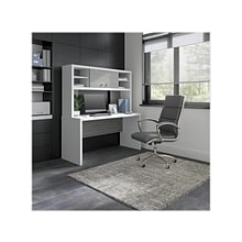 Bush Business Furniture Echo 60W Credenza Desk with Hutch, Pure White/Modern Gray (ECH030WHMG)