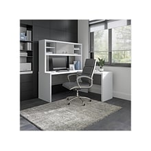 Bush Business Furniture Echo 60W L Shaped Desk with Hutch, Pure White/Modern Gray (ECH031WHMG)