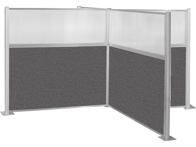 Versare Freestanding Hush Cubicle Kit with Windows, 6H x 12W, Charcoal Gray/Clear Fabric/Polycarbo