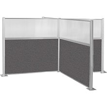 Versare Freestanding Hush Cubicle Kit with Windows, 6H x 12W, Charcoal Gray/Clear Fabric/Polycarbo