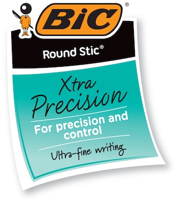 BIC Round Stic Xtra Precision Ballpoint Pens, Fine Point, 0.8mm, Blue Ink, Dozen (20130/GSF11BL)